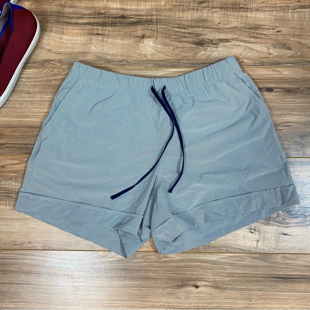 Athleta Micro Striped Drawstring Beach Shorts Women's M